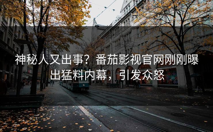 神秘人又出事？番茄影视官网刚刚曝出猛料内幕，引发众怒