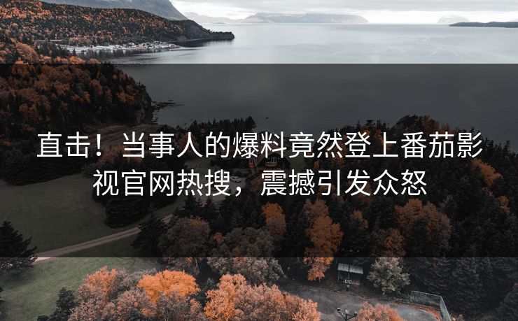 直击！当事人的爆料竟然登上番茄影视官网热搜，震撼引发众怒