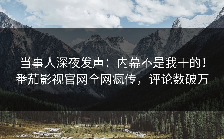 当事人深夜发声：内幕不是我干的！番茄影视官网全网疯传，评论数破万