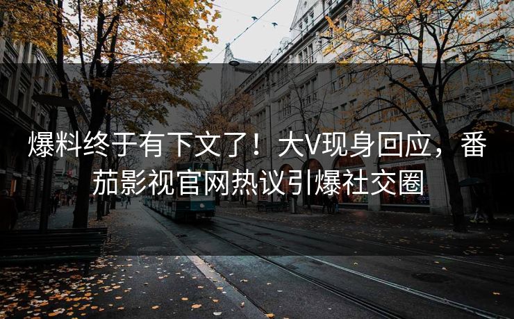 爆料终于有下文了！大V现身回应，番茄影视官网热议引爆社交圈