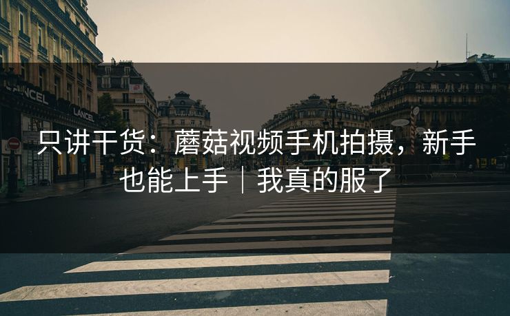 只讲干货:蘑菇视频手机拍摄,新手也能上手|我真的服了